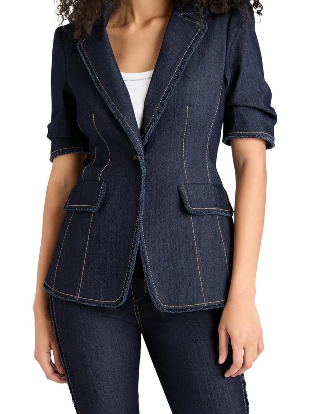 cinq a sept Sallie Short-Sleeve Denim Jacket NWT Size 4 - Picture 3 of 8